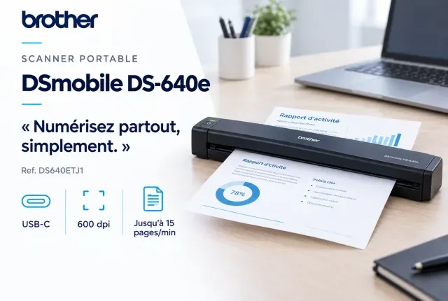 Scanner portable Brother en situation de bureau