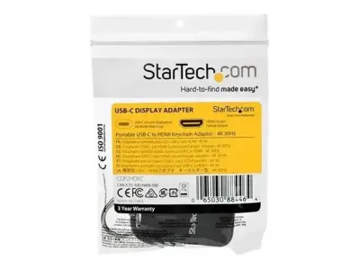 StarTech .com Compact USB C to HDMI Adapter, 4K 30Hz USB Type-C to HDMI 1.4 Video Display Converter with Keychain Ring, USB-C DP Alt Mode to HDMI Monitor Dongle, Thunderbolt 3 Compatible