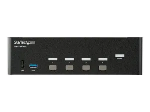 StarTech.com Switch KVM double affichage HDMI 4K 30 Hz à 4 ports avec hub USB intégré