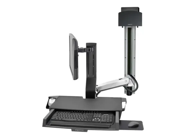 Ergotron SV Combo System with Worksurface & Pan, Small CPU Holder