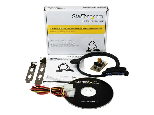 StarTech .com Carte Contrôleur Mini PCI Express 2 ports USB 3.0 avec Support UASP et Kit de Supports