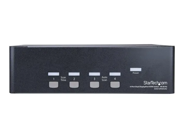 StarTech.com Switch KVM double affichage DisplayPort 4K 60 Hz à 4 ports avec hub USB 2.0 intégré