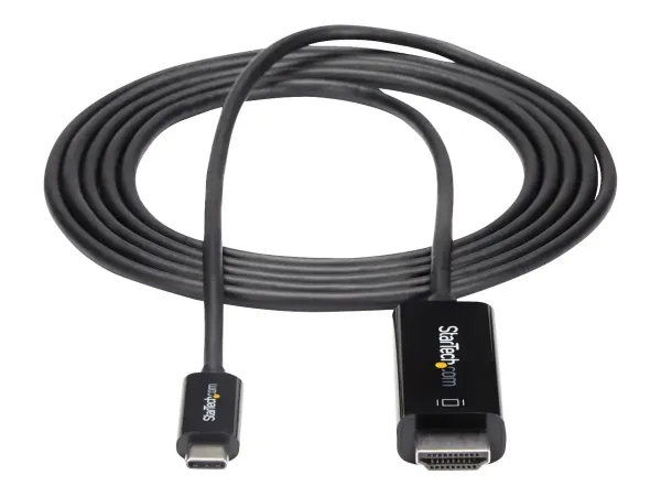 StarTech.com Câble USB C vers HDMI 6 pieds (2 m), câble adaptateur vidéo USB Type C 4K 60 Hz vers HDMI 2.0, compatible Thunderbolt 3, ordinateur portable vers moniteur/écran HDMI, câble DP 1.2 Alt Mode HBR2, noir