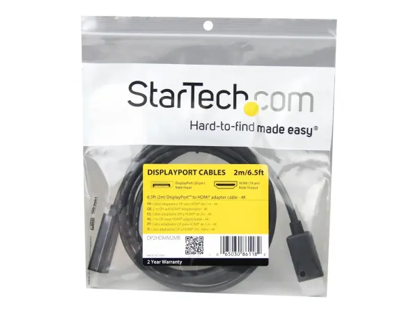 StarTech.com Câble adaptateur DisplayPort vers HDMI de 2 m
