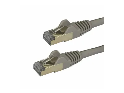 StarTech .com 1.5m CAT6A Ethernet Cable, 10 Gigabit Shielded Snagless RJ45 100W PoE Patch Cord, CAT 6A 10GbE STP Network Cable w/Strain Relief, Grey, UL Certified Wiring/TIA