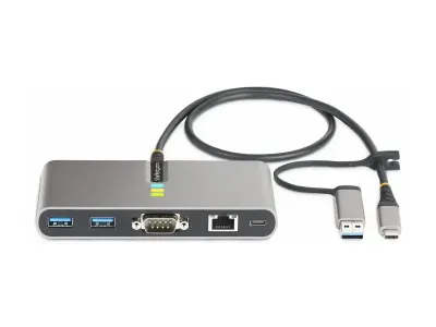 StarTech .com Hub USB-C à 2 Ports avec Ethernet et RS-232, PD, 2x USB-A
