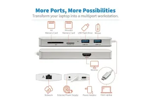 Eaton Tripp Lite Series USB C Docking Station, 4K @ 30 Hz, HDMI, Thunderbolt 3, USB-A Hub, PD Charging, SD/Micro SD, GbE, USB Type C, USB-C - miniature 2