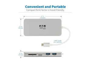 Eaton Tripp Lite Series USB C Docking Station, 4K @ 30 Hz, HDMI, Thunderbolt 3, USB-A Hub, PD Charging, SD/Micro SD, GbE, USB Type C, USB-C - miniature 3