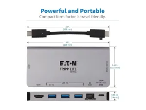 Eaton Tripp Lite Series USB C Docking Station USB Hub 4k w/ HDMI, Gbe Gigabit Ethernet, SD Card Reader, PD Charging - miniature 3
