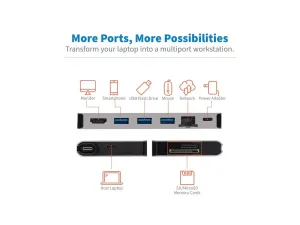 Eaton Tripp Lite Series USB C Docking Station USB Hub 4k w/ HDMI, Gbe Gigabit Ethernet, SD Card Reader, PD Charging - miniature 2