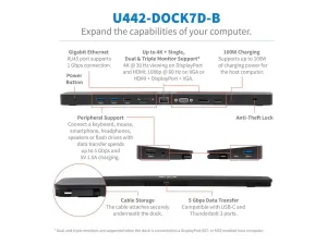 Eaton Tripp Lite Series Triple-Monitor USB C Dock USB C Docking Station with 4K HDMI & DisplayPort, VGA - miniature 3