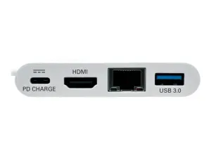 Eaton Tripp Lite Series USB C to HDMI Multiport Video Adapter Converter w/ USB-A Hub, USB-C PD Charging, Gigabit Ethernet Port, Thunderbolt 3 Compatible USB Type C to HDMI, USB Type-C - miniature 1