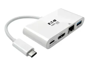 Eaton Tripp Lite Series USB C to HDMI Multiport Video Adapter Converter w/ USB-A Hub, USB-C PD Charging, Gigabit Ethernet Port, Thunderbolt 3 Compatible USB Type C to HDMI, USB Type-C - miniature 4