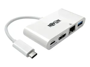 Eaton Tripp Lite Series USB C to HDMI Multiport Video Adapter Converter w/ USB-A Hub, USB-C PD Charging, Gigabit Ethernet Port, Thunderbolt 3 Compatible USB Type C to HDMI, USB Type-C - miniature 3