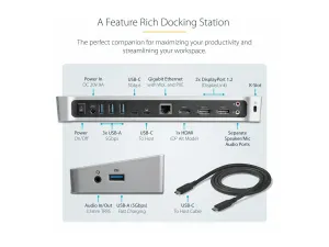 StarTech .com Station d'Accueil USB-C 4K, 100W PD, Hub 5x USB 5Gbps 3.2 - miniature 3