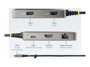 StarTech .com Adaptateur Multiport USB-C, HDMI, Hub USB 2 Ports, PD, GbE - miniature 3