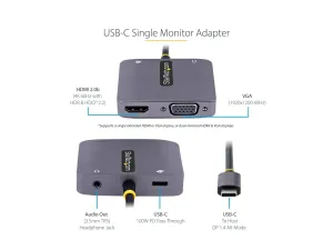 StarTech .com Adaptateur USB C vers HDMI VGA, 4K60Hz, 3.5mm Audio, 100W PD - miniature 2