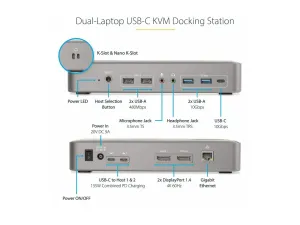 StarTech .com Docking Station KVM USB-C pour Deux PC - miniature 3