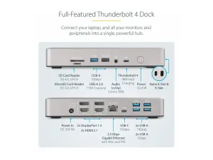 StarTech .com Dock Thunderbolt 4 pour Écrans Multiples, 2x HDMI/2x DP, USB - miniature 3