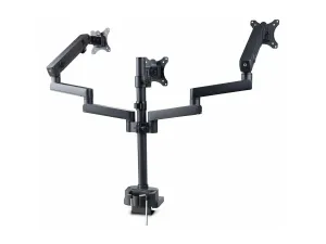 StarTech .com Triple Monitor Desk Mount For Up To Three 27in Screens, VESA 75x75/100x100, Tool-Less Arm Adjustments, C-Clamp/Grommet Mount, Spring-Assisted Arms - miniature 2
