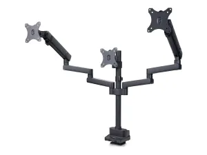StarTech .com Triple Monitor Desk Mount For Up To Three 27in Screens, VESA 75x75/100x100, Tool-Less Arm Adjustments, C-Clamp/Grommet Mount, Spring-Assisted Arms - miniature 1