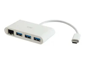 C2G USB C Ethernet and 3 Port USB Hub White - miniature 3