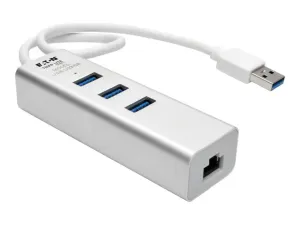 Eaton Tripp Lite Series USB 3.0 SuperSpeed to Gigabit Ethernet NIC Network Adapter w/ 3 Port USB Hub - miniature 2