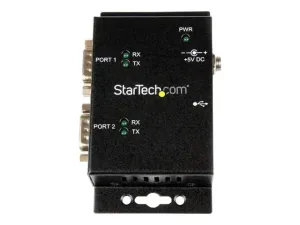 StarTech .com Hub adaptateur industriel USB vers série 2 ports à fixation murale avec clips de rail DIN