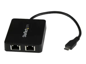 StarTech .com Adaptateur réseau USB-C vers 2 ports Gigabit Ethernet avec port USB 3.0 (Type-A) (US1GC301AU2R)