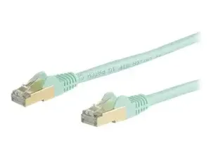 StarTech .com 10m CAT6A Ethernet Cable, 10 Gigabit Shielded Snagless RJ45 100W PoE Patch Cord, CAT 6A 10GbE STP Network Cable w/Strain Relief, Aqua, UL Certified Wiring/TIA - miniature 1