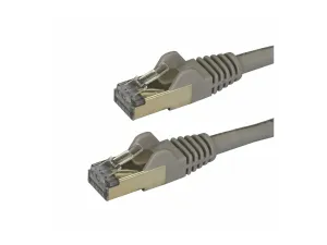 StarTech .com 1.5m CAT6A Ethernet Cable, 10 Gigabit Shielded Snagless RJ45 100W PoE Patch Cord, CAT 6A 10GbE STP Network Cable w/Strain Relief, Grey, UL Certified Wiring/TIA - miniature 1