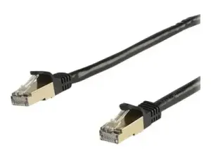 StarTech .com 2m CAT6A Ethernet Cable, 10 Gigabit Shielded Snagless RJ45 100W PoE Patch Cord, CAT 6A 10GbE STP Network Cable w/Strain Relief, Black, UL Certified Wiring/TIA - miniature 1