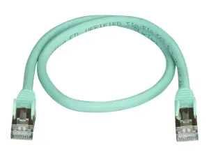 Startech 50cm CAT6A Ethernet Cable, 10 Gigabit Shielded Snagless RJ45 100W PoE Patch Cord, CAT 6A 10GbE STP Network Cable w/Strain Relief, Aqua, UL Certified Wiring/TIA - miniature 1