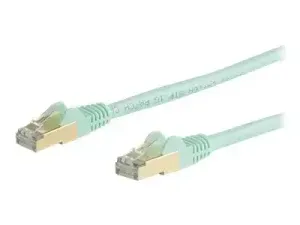 StarTech .com 5m CAT6A Ethernet Cable, 10 Gigabit Shielded Snagless RJ45 100W PoE Patch Cord, CAT 6A 10GbE STP Network Cable w/Strain Relief, Aqua, UL Certified Wiring/TIA - miniature 1