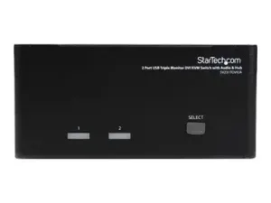 StarTech .com Switch commutateur KVM triple affichage DVI à 2 ports avec audio et hub USB 2.0 - miniature 1
