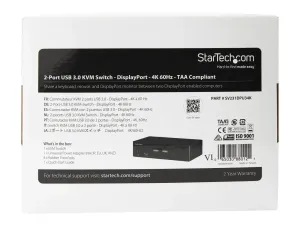 StarTech.com KVM switch écran clavier souris USB à 2 ports DisplayPort 4K 60 Hz - miniature 3