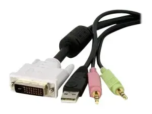 StarTech .com Câble de commutateur KVM DVI-D Dual Link USB 4 en 1 de 1,8 m avec audio et microphone - miniature 2