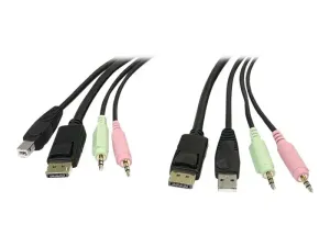 StarTech .com Cable de commutateur KVM DisplayPort USB 4-en-1 de 1,8 m avec audio et microphone - miniature 1