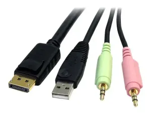 StarTech .com Cable de commutateur KVM DisplayPort USB 4-en-1 de 1,8 m avec audio et microphone - miniature 3