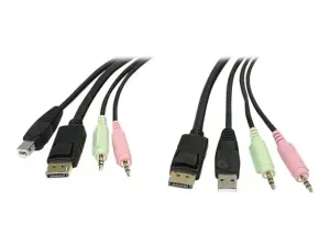 StarTech .com Cable de commutateur KVM DisplayPort USB 4-en-1 de 1,8 m avec audio et microphone - miniature 2