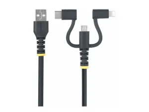 StarTech .com 3.3ft USB Multi Charging Cable, Lightning/Micro-USB/Type-C - miniature 1