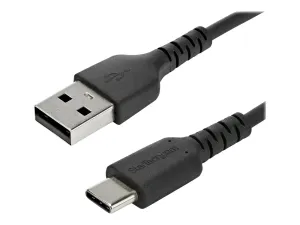 StarTech 1m USB A to USB C Charging Cable, Durable Fast Charge & Sync USB 2.0 to USB Type C Data Cord, Rugged TPE Jacket Aramid Fiber M/M 3A Black, Samsung S10, S20, iPad Pro, Pixel - miniature 1