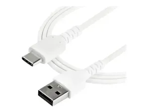 StarTech 1m USB A to USB C Charging Cable, Durable Fast Charge & Sync USB 2.0 to USB Type C Data Cord, Rugged TPE Jacket Aramid Fiber M/M 3A White, Samsung S10, S20, iPad Pro, Pixel - miniature 1