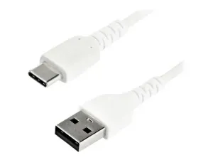 StarTech 1m USB A to USB C Charging Cable, Durable Fast Charge & Sync USB 2.0 to USB Type C Data Cord, Rugged TPE Jacket Aramid Fiber M/M 3A White, Samsung S10, S20, iPad Pro, Pixel - miniature 4