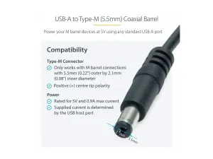 StarTech .com Câble d'alimentation USB vers prise DC de 91 cm - miniature 3