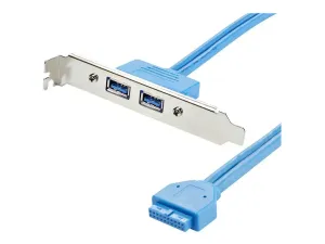 StarTech .com Câble adaptateur USB 3.0 IDC 20 broches vers plaque à 2 ports USB A encastrés - miniature 3
