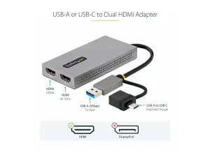 StarTech .com Adaptateur USB vers Double HDMI, USB A/C, 1x4K30Hz/1x1080p - miniature 2