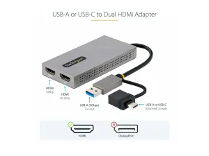 StarTech .com Adaptateur USB vers Double HDMI, USB A/C, 1x4K30Hz/1x1080p - miniature 3