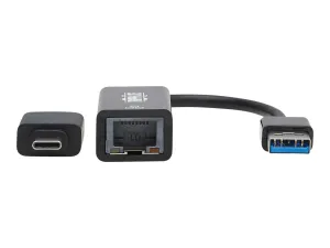 Eaton Tripp Lite Series USB-C, USB-A to RJ45 Gigabit Ethernet Network Adapter (2xM/F), USB 3.2 Gen 1, Black - miniature 1