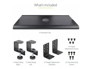 StarTech .com Under-Desk Keyboard Tray, Clamp-on Keyboard Holder, Supports up to 12kg (26.5lb), Sliding Keyboard and Mouse Drawer with C-Clamps, Height Adjustable Keyboard Tray - miniature 5